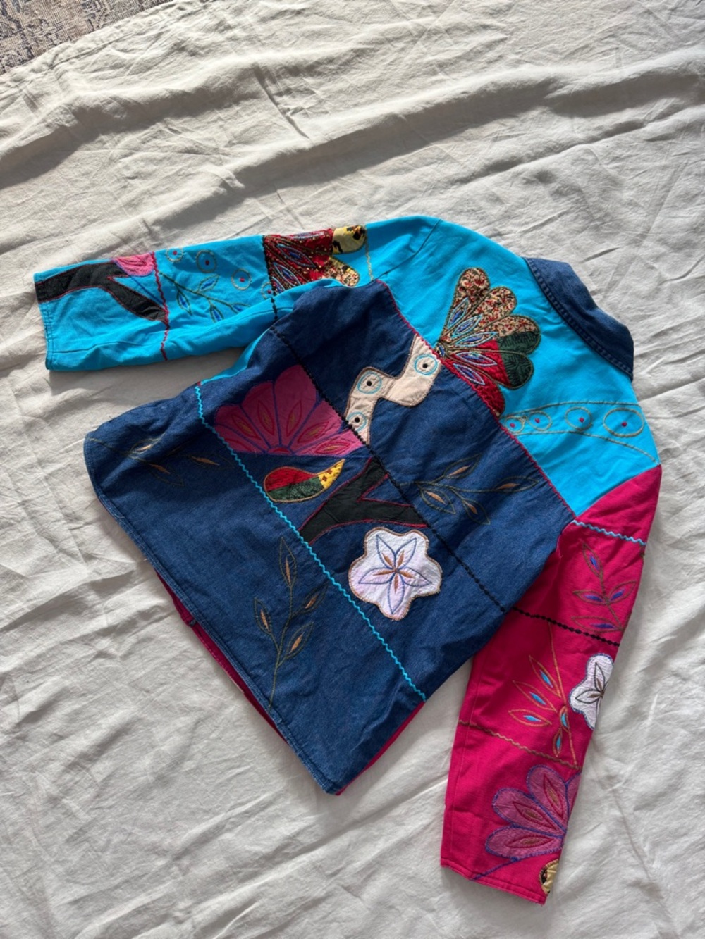 Vintage patchwork embroidered mixed media Jacket small - Picture 11 of 17